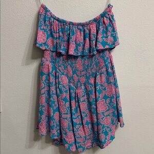 PROMESA Blue & Pink Floral Cute Romper size fits M (Lilly Vibes)🌸💙